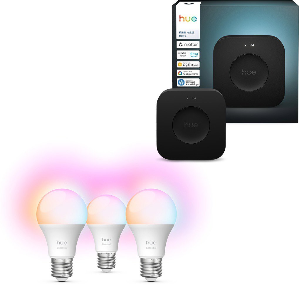 Philips Hue Bridge Pro + Philips Hue Essential White and Color Ambiance 8W 806 E27 3ks