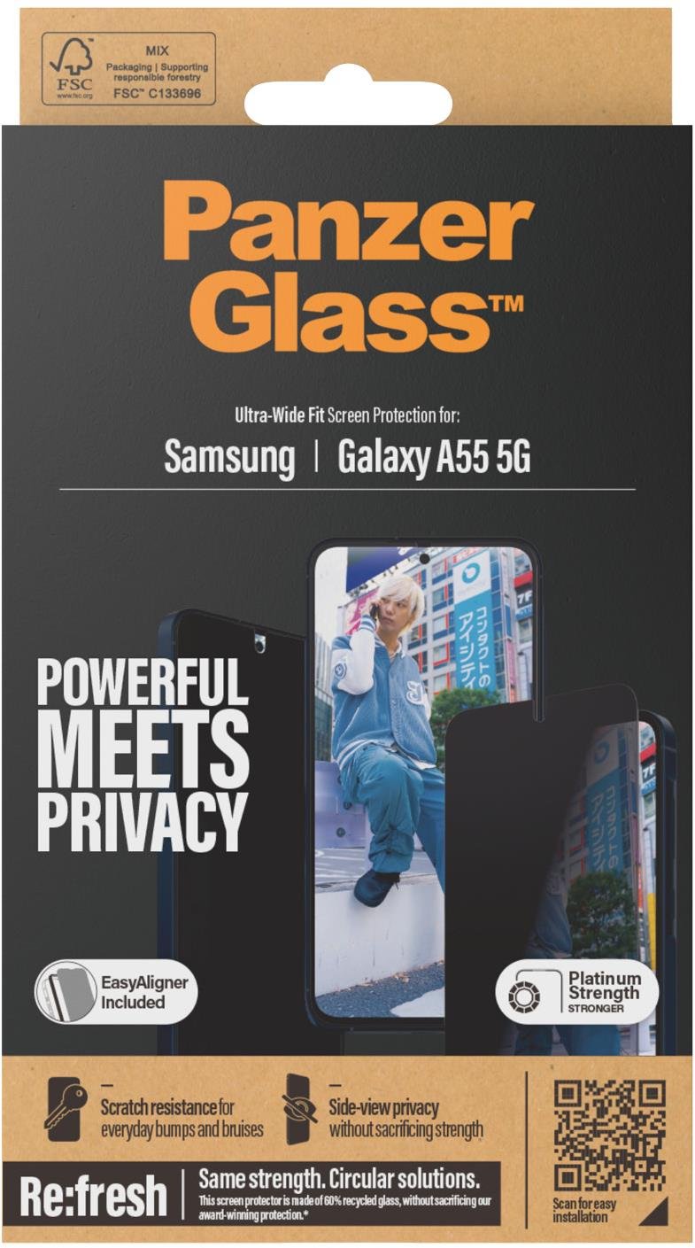 PanzerGlass Privacy Samsung Galaxy A55 5G s instalačním rámečkem