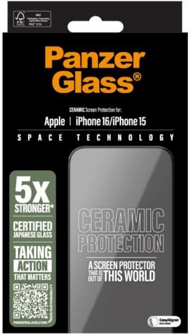 PanzerGlass Ceramic Apple iPhone 16/15 s instalačním rámečkem