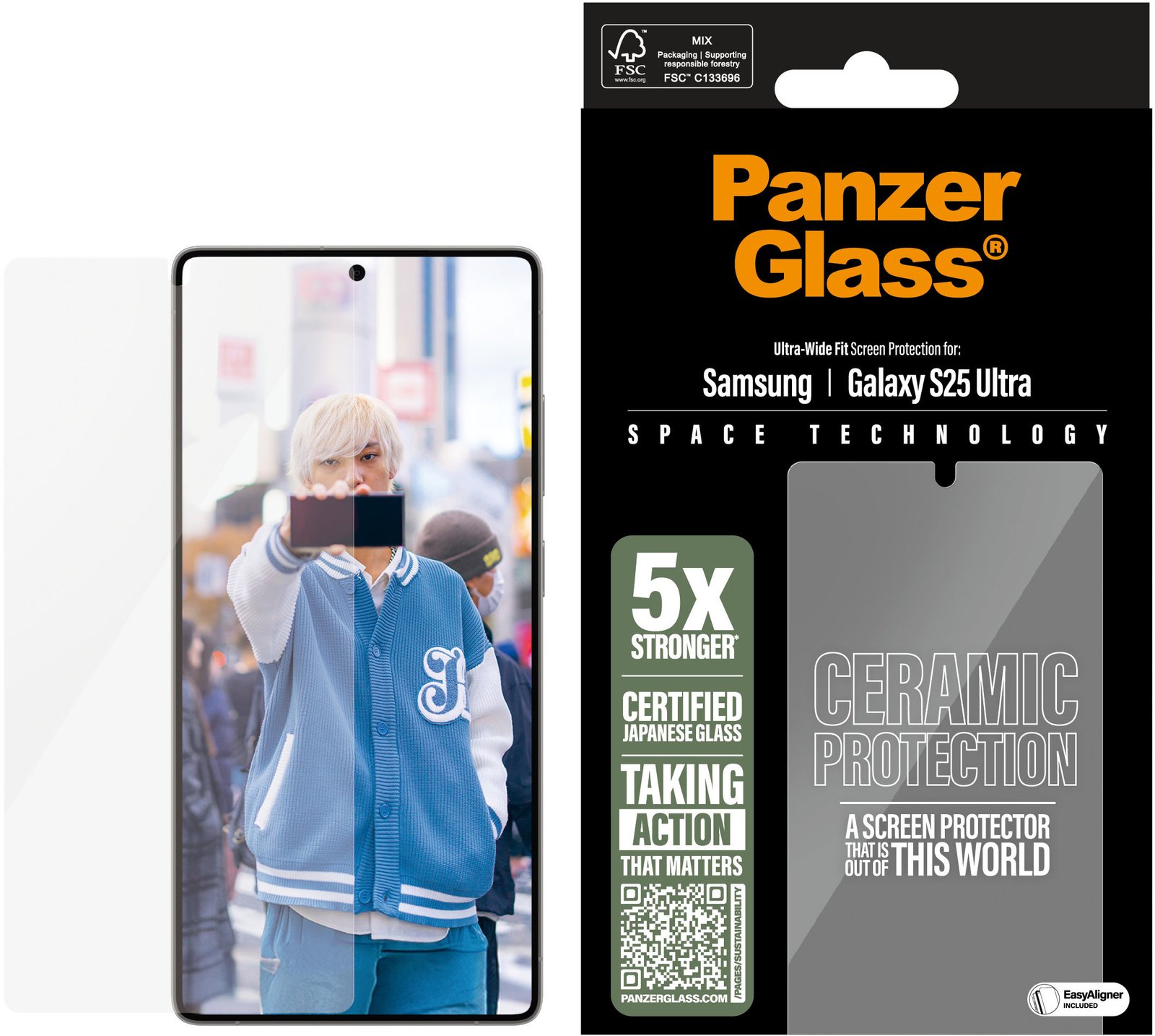 PanzerGlass Ceramic Samsung Galaxy S25 Ultra s instalačním rámečkem