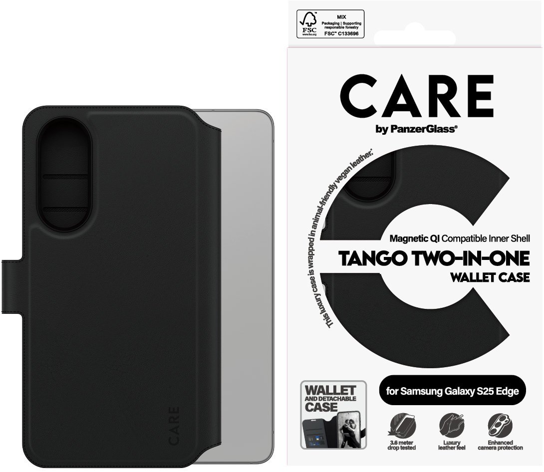 PanzerGlass CARE pouzdro Samsung Galaxy S25 Edge Tango 2v1 Wallet QI