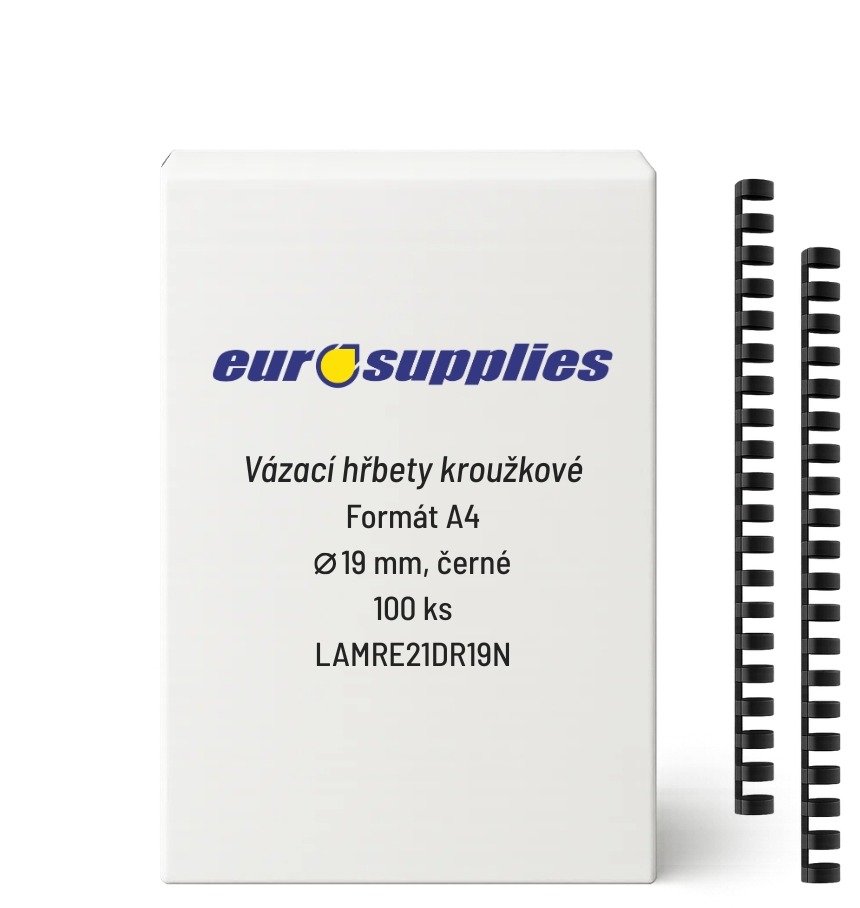 EUROSUPPLIES A4 19 mm černý - balení 100 ks