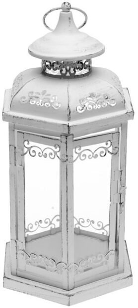 SEIZIS Lucerna hexagon, kov, 36 cm, bílá