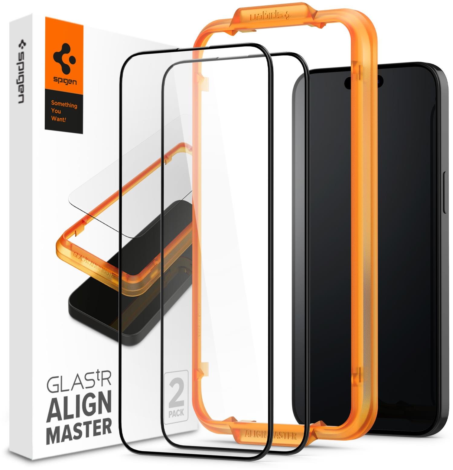 Spigen Glass tR AlignMaster 2 Pack FC Black iPhone 15 Pro Max