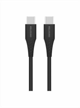 Swissten kabel TPE USB-C/USB-C Power Delivery 5A (100W) 2.5 m černý