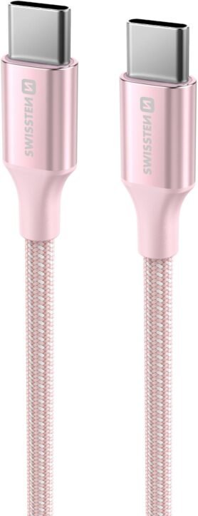 Swissten datový kabel Textile II USB-C / USB-C 1.5m růžový