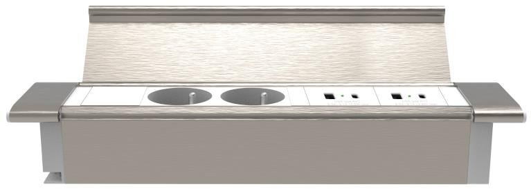 IN Vestavná zásuvková lišta se 2 zásuvkami a 2xUSB A+C