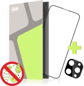 Tempered Glass Protector pro iPhone 15 Pro Max, antibakteriální + sklo na kameru