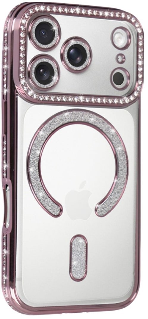 TopQ Zadní kryt Bling Magsafe pro iPhone 17 Pro Max pink