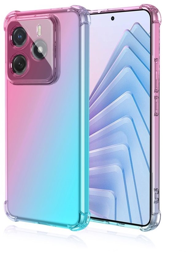 TopQ Kryt Xiaomi Redmi Note 14 5G Shock duhový mentolovo-růžový 136640