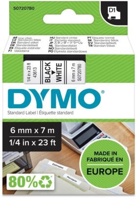 Dymo D1, S0720780, 6mm, bílá/černá