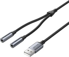 Vention 2-Port USB External Sound Card 0.25M Gray