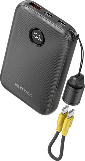 Vention 10000mAh Power Bank (USB-C + USB-C/USB-C/USB-A) 22.5W Black (CCC certified)