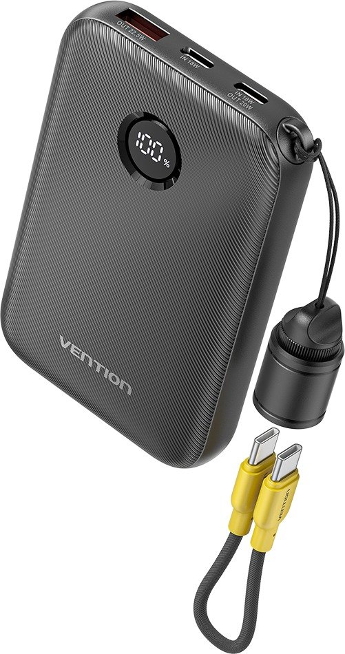 Vention 10000mAh Power Bank (USB-C + USB-C/USB-C/USB-A) 22.5W Black (CCC certified)