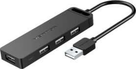 Vention 4-Port USB 2.0 Hub with Power Supply 0.15m Black
