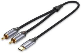 Vention USB-C Male to 2-Male RCA Cable 1m Gray Aluminum Alloy Type
