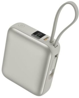 Vention 10000mAh Mini Power Bank (USB-C + USB-C) with Built-in USB-C Cable 35W Beige