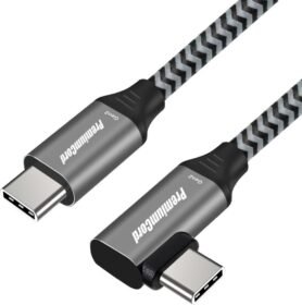 PremiumCord USB-C zahnutý kabel ( USB 3.2 GEN 2, 3A, 60W, 20Gbit/s ) bavlněný oplet