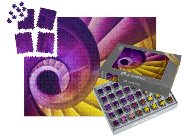 SMART SORTED® | Puzzle 1000 dílků „Abstraktní detail točitého schodiště ve staré budově“