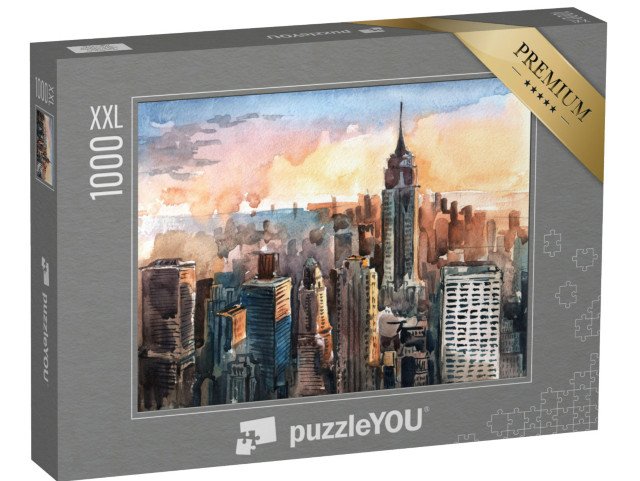 puzzle 1000 dílků XXL „Akvarel Manhattanu, New York, USA“