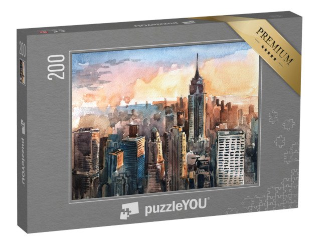 puzzle 200 dílků „Akvarel Manhattanu, New York, USA“