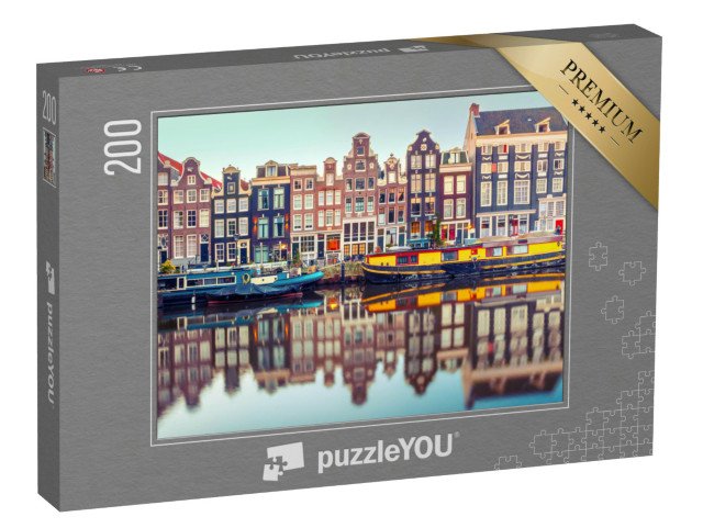 puzzle 200 dílků „Amsterdamský kanál, Holandsko, Holandsko“
