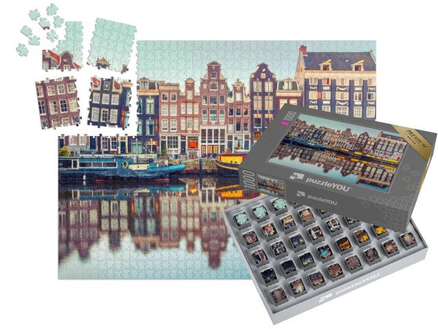 SMART SORTED® | Puzzle 1000 dílků „Amsterdamský kanál, Holandsko, Holandsko“