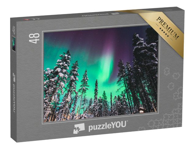 puzzle 48 dílků „Aurora Borealis, polární záře nad Norskem“