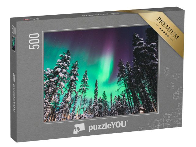 puzzle 500 dílků „Aurora Borealis, polární záře nad Norskem“