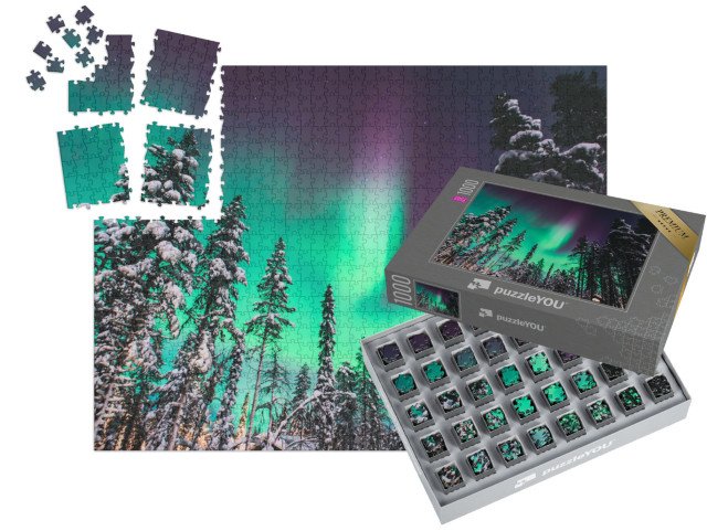 SMART SORTED® | Puzzle 1000 dílků „Aurora Borealis, polární záře nad Norskem“