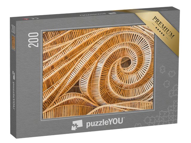 puzzle 200 dílků „Bambusový povrch v přírodních barvách, vzor vlny“