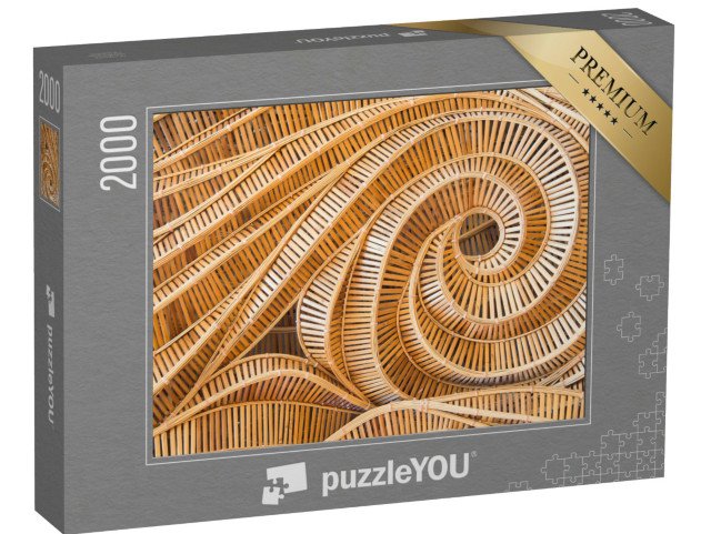 puzzle 2000 dílků „Bambusový povrch v přírodních barvách, vzor vlny“