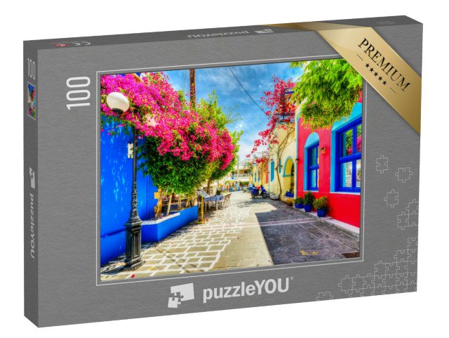 puzzle 100 dílků „Barevná ulice v Kosu, Řecko“