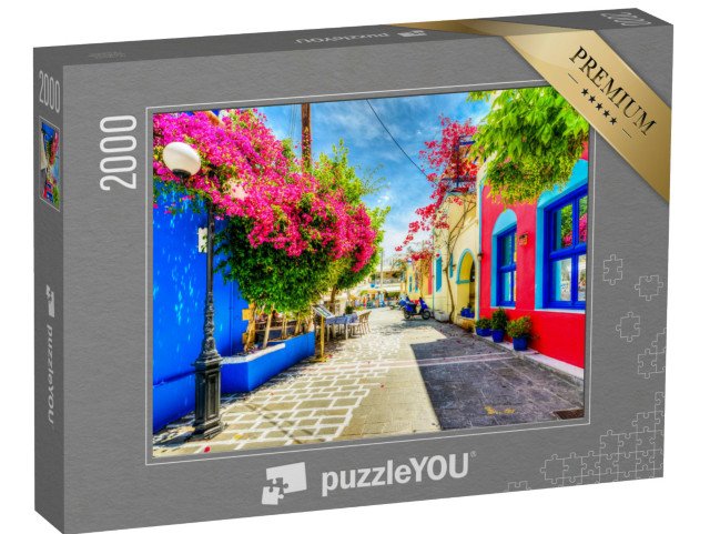 puzzle 2000 dílků „Barevná ulice v Kosu, Řecko“
