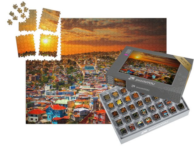 SMART SORTED® | Puzzle 1000 dílků „Barevné budovy na kopcích města Valparaiso, Chile“