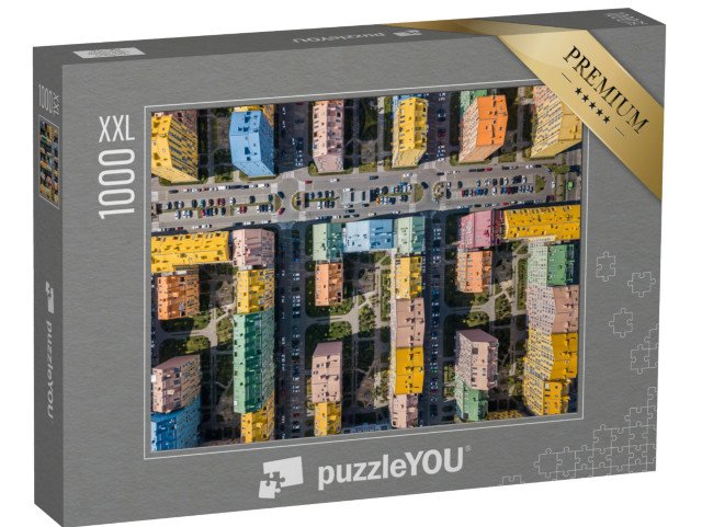 puzzle 1000 dílků XXL „Barevné domy ve čtvrti Comfort Town, Kyjev, Ukrajina“