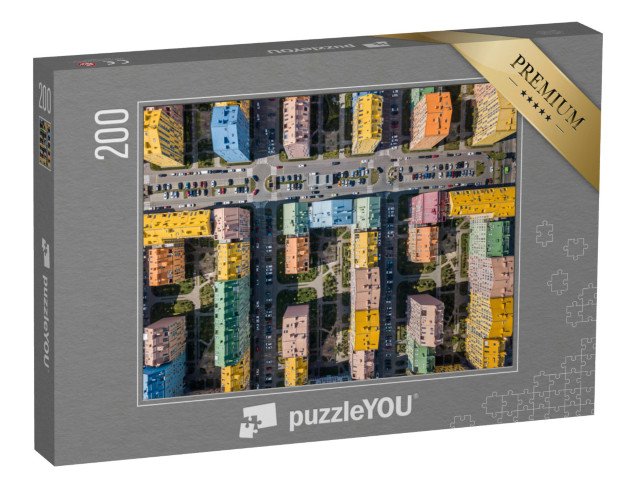 puzzle 200 dílků „Barevné domy ve čtvrti Comfort Town, Kyjev, Ukrajina“