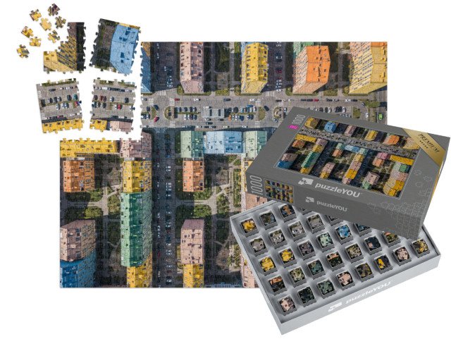 SMART SORTED® | Puzzle 1000 dílků „Barevné domy ve čtvrti Comfort Town, Kyjev, Ukrajina“