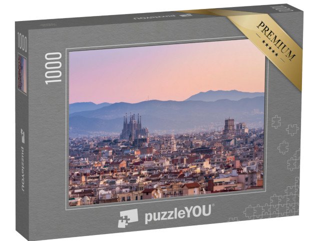 puzzle „Bazilika Sagrada Família při východu slunce, Barcelona, Španělsko“