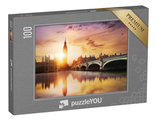 puzzle 100 dílků „Big Ben a Westminsterský most za soumraku, Londýn, Anglie“