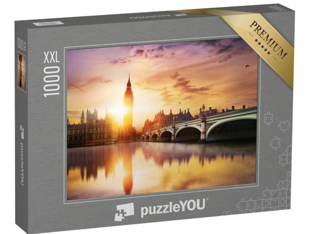 puzzle 1000 dílků XXL „Big Ben a Westminsterský most za soumraku, Londýn, Anglie“