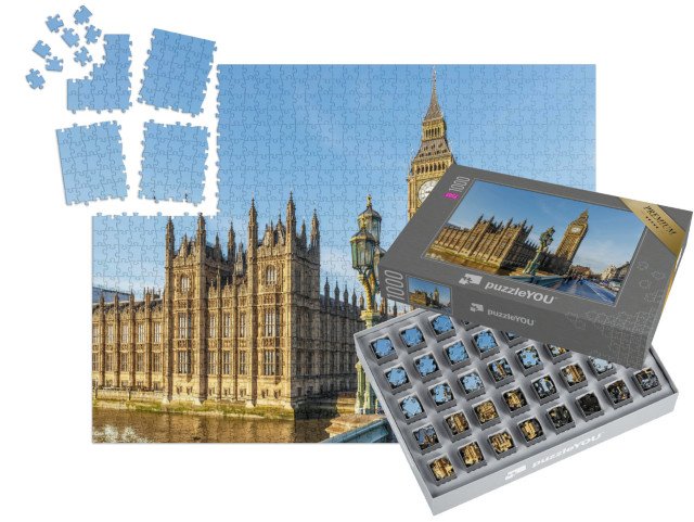 SMART SORTED® | Puzzle 1000 dílků „Big Ben v zimě a slunečné ráno, Londýn, Anglie“