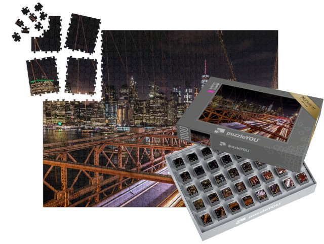 SMART SORTED® | Puzzle 1000 dílků „Brooklynský most: noční New York, USA“