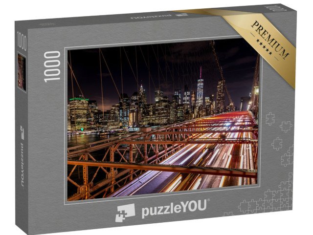 puzzle 1000 dílků „Brooklynský most: noční New York, USA“