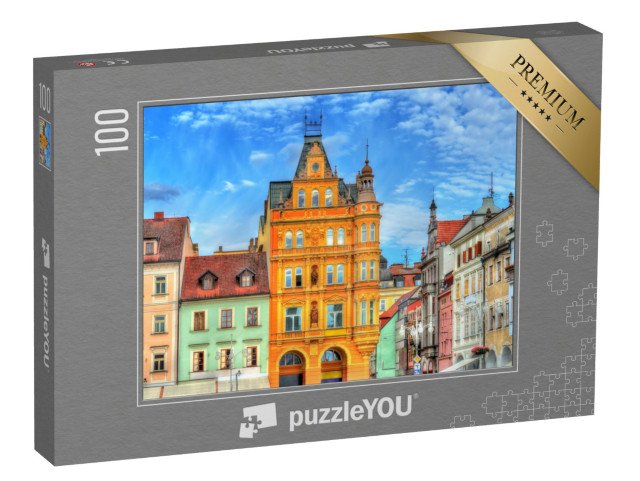puzzle 100 dílků „Budova v historickém centru Českých Budějovic, Česká republika“