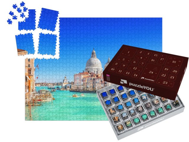 Adventní kalendář „Canal Grande a bazilika Santa Maria della Salute, Benátky, Itálie“