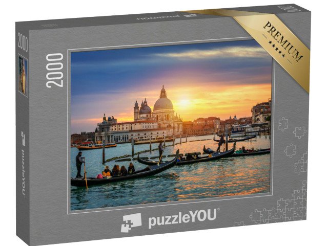 puzzle 2000 dílků „Canal Grande s gondolami v Benátkách při západu slunce, Itálie“