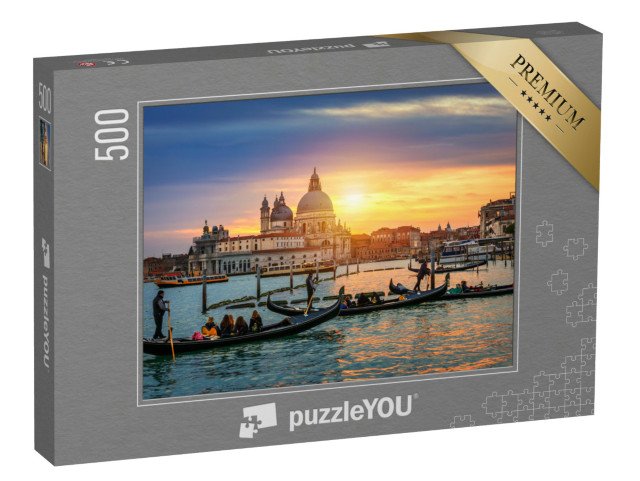 puzzle 500 dílků „Canal Grande s gondolami v Benátkách při západu slunce, Itálie“