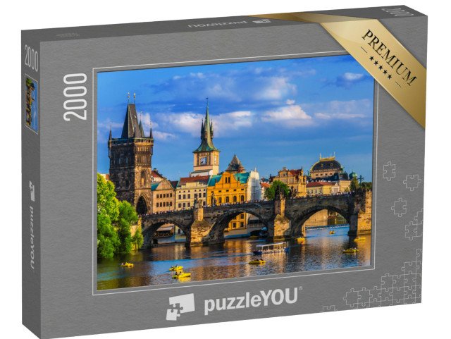 puzzle 2000 dílků „Centrum Prahy s Karlovým mostem přes Vltavu, Česká republika“