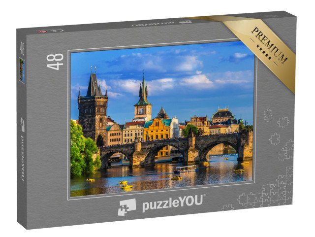 puzzle 48 dílků „Centrum Prahy s Karlovým mostem přes Vltavu, Česká republika“